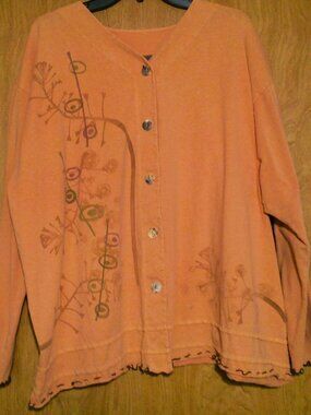 Barclay/Blue Fish Pintuck &Button Jacket Sz 3 B58" Adobe Organic Cotton,LettuceE